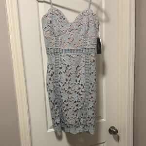 Lulu's Lace Midi Dress in Light Blue